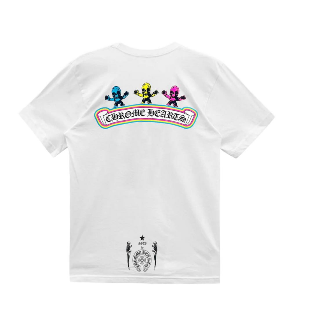 CHROME HEARTS 'FOTI HARRIS TEETER' RAINBOW SKULL WHITE TEE
