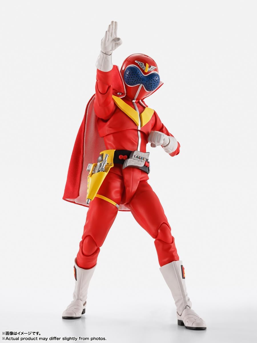 TAMASHII NATIONS S.H. Figuarts (True Bone Carving Process), Secret Sentai Goranger, Akaranger, Super Sentai 50th Anniversary Version, Approx. 5.7 inches (145 mm), PVC & ABS & Fabric, Painted Action