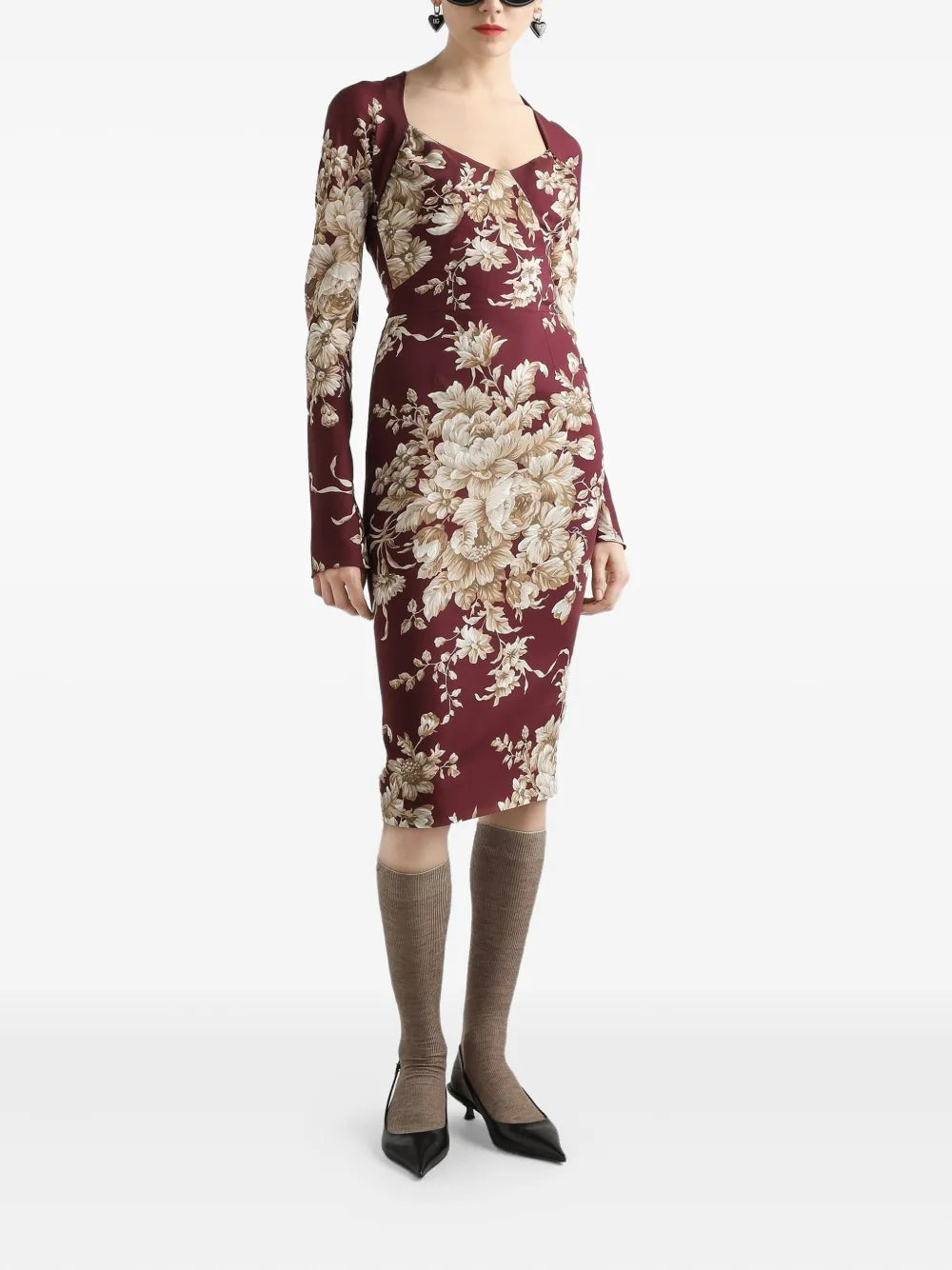 Dolce  Gabbana ドルチェとガッバーナ長袖の花柄のドレス - Image 2