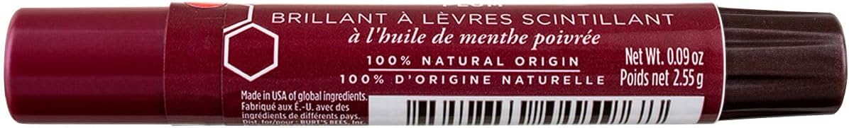 Burt's Bees Brillo de labios, ciruela, 0.09 onzas cada uno (paquete económico de 5)