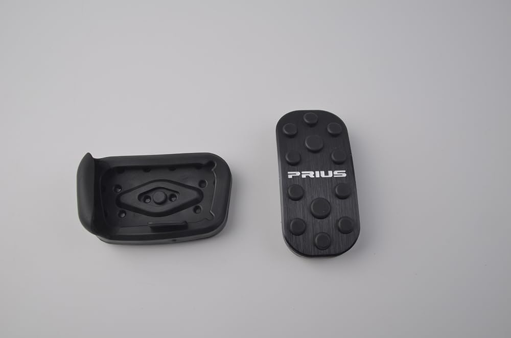 Toyota Prius 50 Series Dedicated Design Aluminum Brake Pedal No Tools Required PRIUS Interior Axle Cover Scratch Resistant Stain Resistant Round Anti-Slip Rubber 50 Series Rius PHV Early / Late Interior Parts Set of 2 (Black)