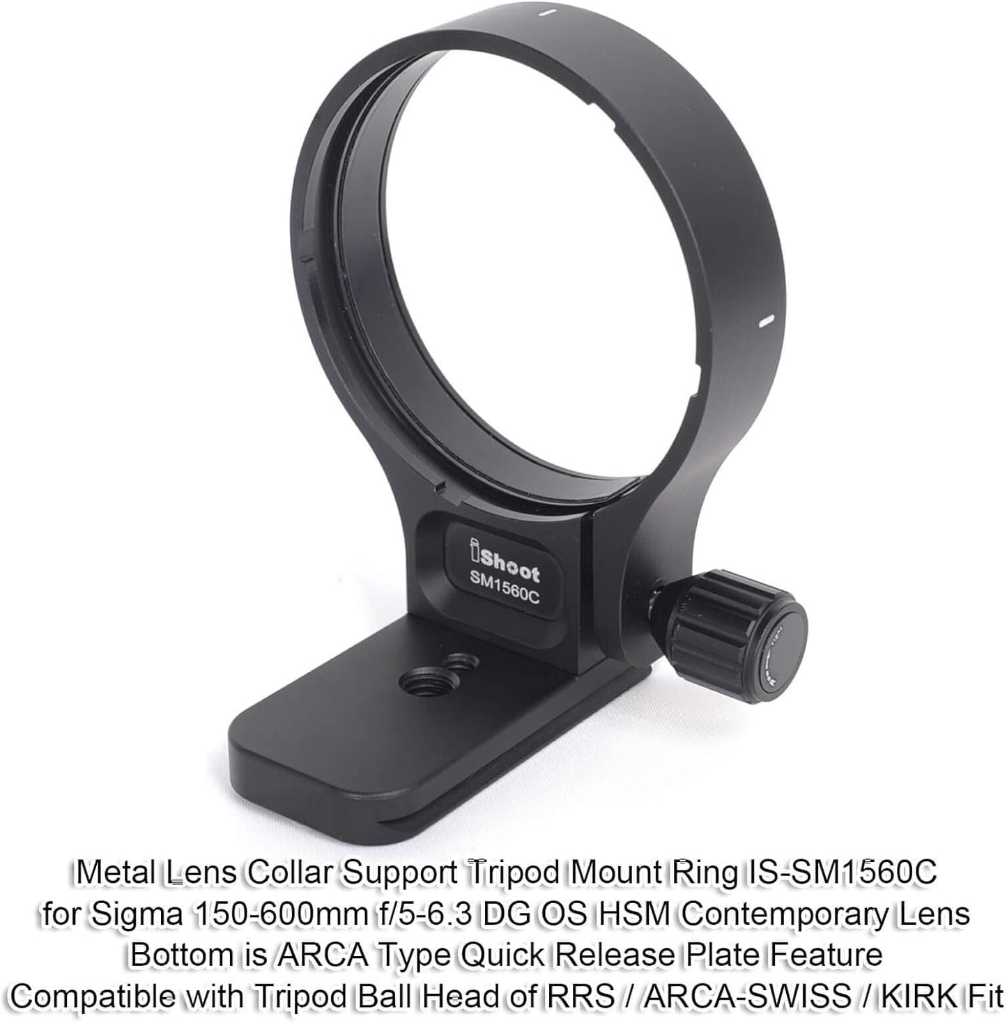 Ring tripod is compatible with Sigma Lens, 150-600mm f/5-6.3 DG OS HSM Contemporary TS-71 Lens, Lens Support Collar, Tripod Mount Ring, Bracket Collar, Tripod Socket, Bottom is Arca Swiss Type Quick