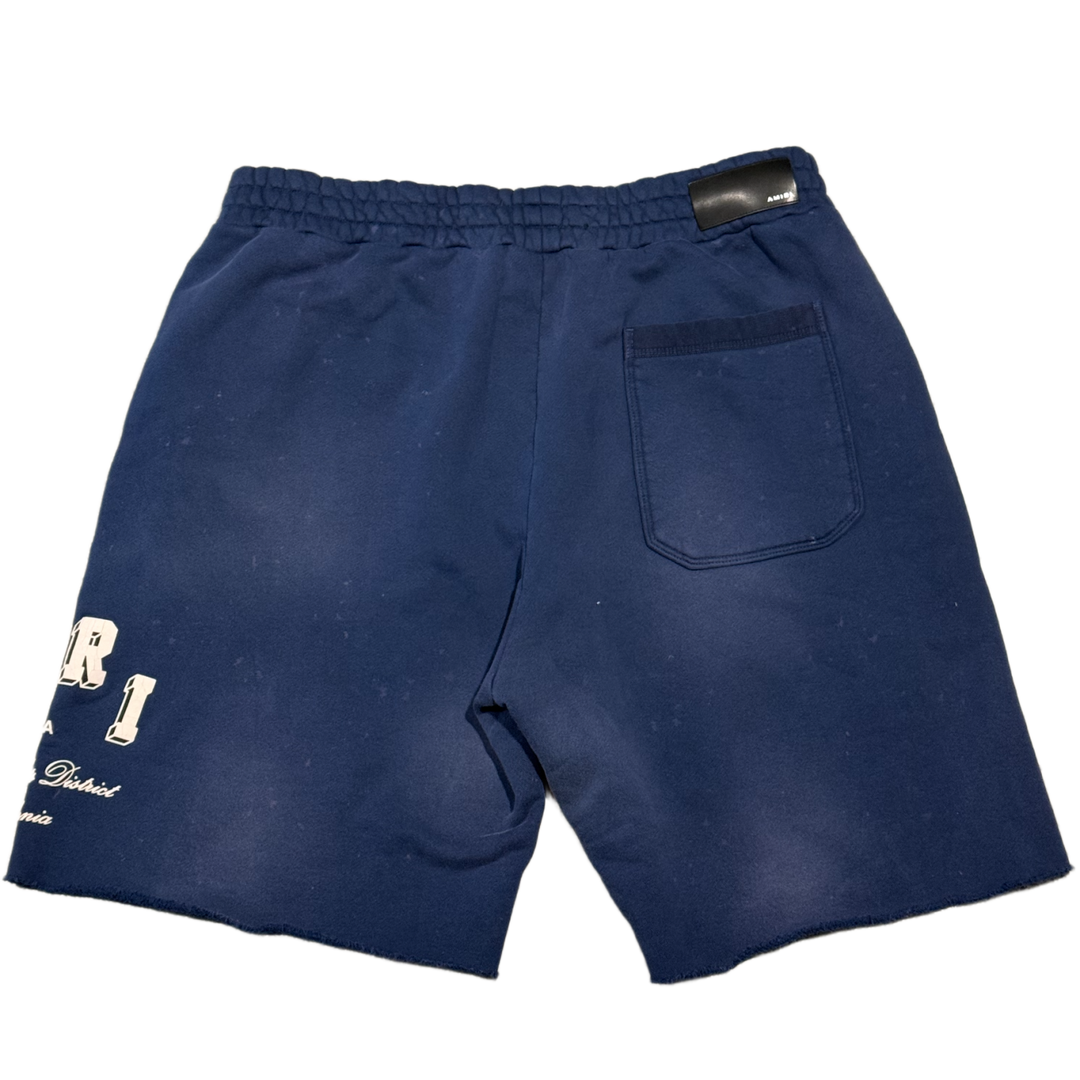 AMIRI 'BLUE & WHITE' COLLEGIATE LOGO SWEAT SHORTS