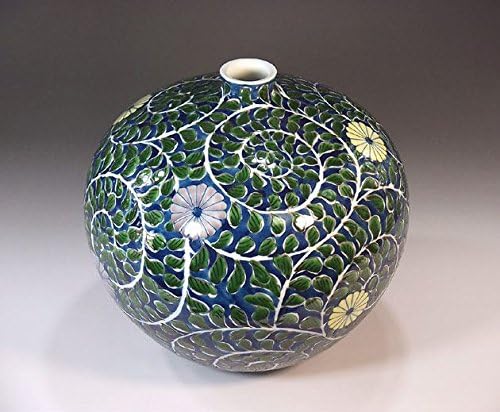 Traditional Japanese Crafts | Arita Ware / Imari Ware Ceramic Vase, Dyed Chrysanthemum Arabesque Pattern Decorative Vase, Pottery Artist Fujii Nishishiki