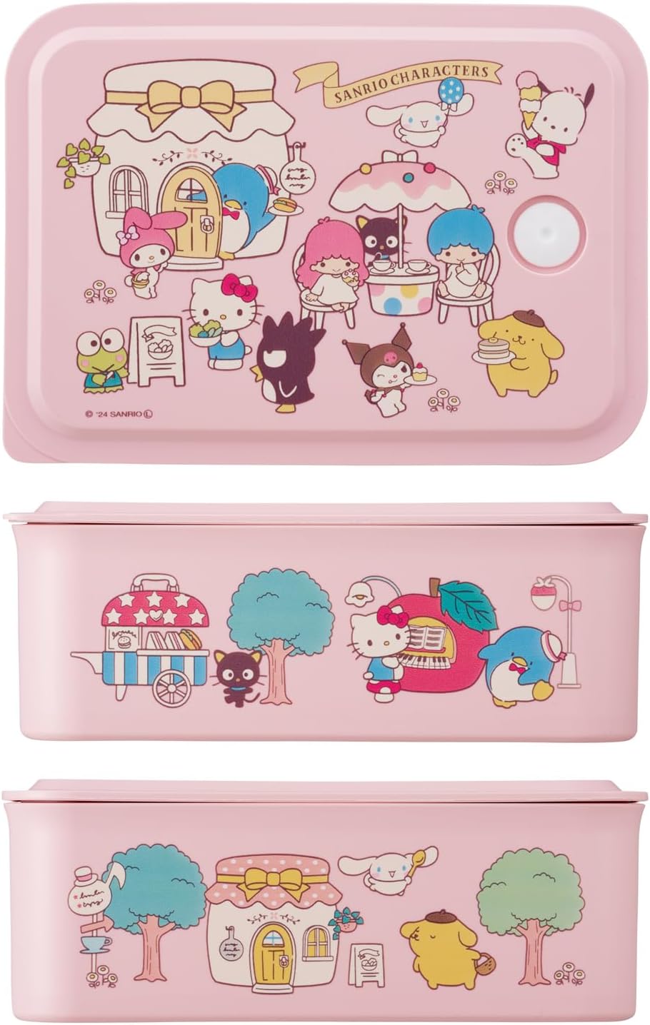 Skater Bento Box, Picnic Lunch Box, M Size, 1 Tier, Microwave Safe with Lid, 23.7 fl oz (700 ml), Sanrio All Stars Village, PL70B-A