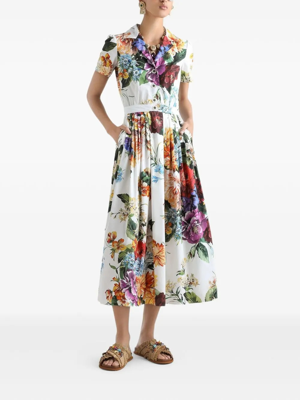 Dolce  Gabbana Dolce＆Gabbana Poplin Midiドレスと花の花束プリント - Image 2
