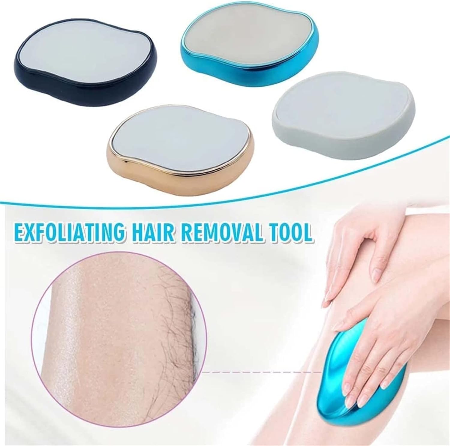 BLEAME Crystal Hair Eraser Magic Crystal Painless Hair Removal Machine Washable Physical Hair Removal and Skin Exfoliating Tool for Women Men All Body Areas Fast Exfoliation Soft Smooth Silky Skin (Black)