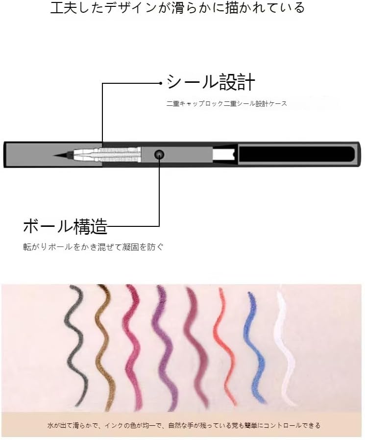 Eyeliner is easy to draw, easy to draw, easy to blur, waterproof water that is easy to dry off for beginners, easy to improve eye impression; 8 colors (wine red)