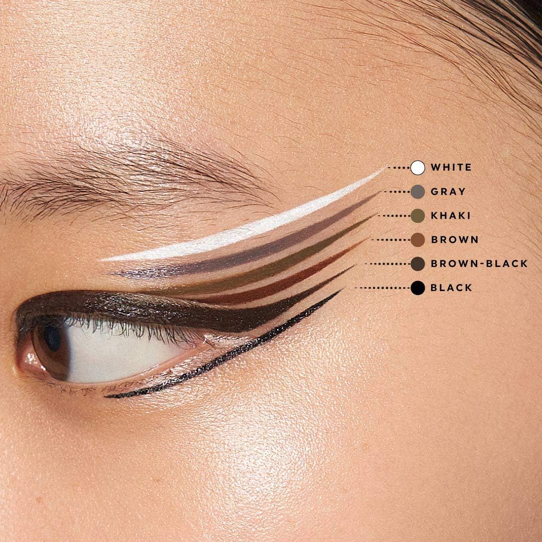 UZU By Flowfushi Eye Opening Liner, Liquid Eyeliner, Hot Water Removable, Alcohol Free, Dye Free, Hypoallergenic, Color: Khaki
