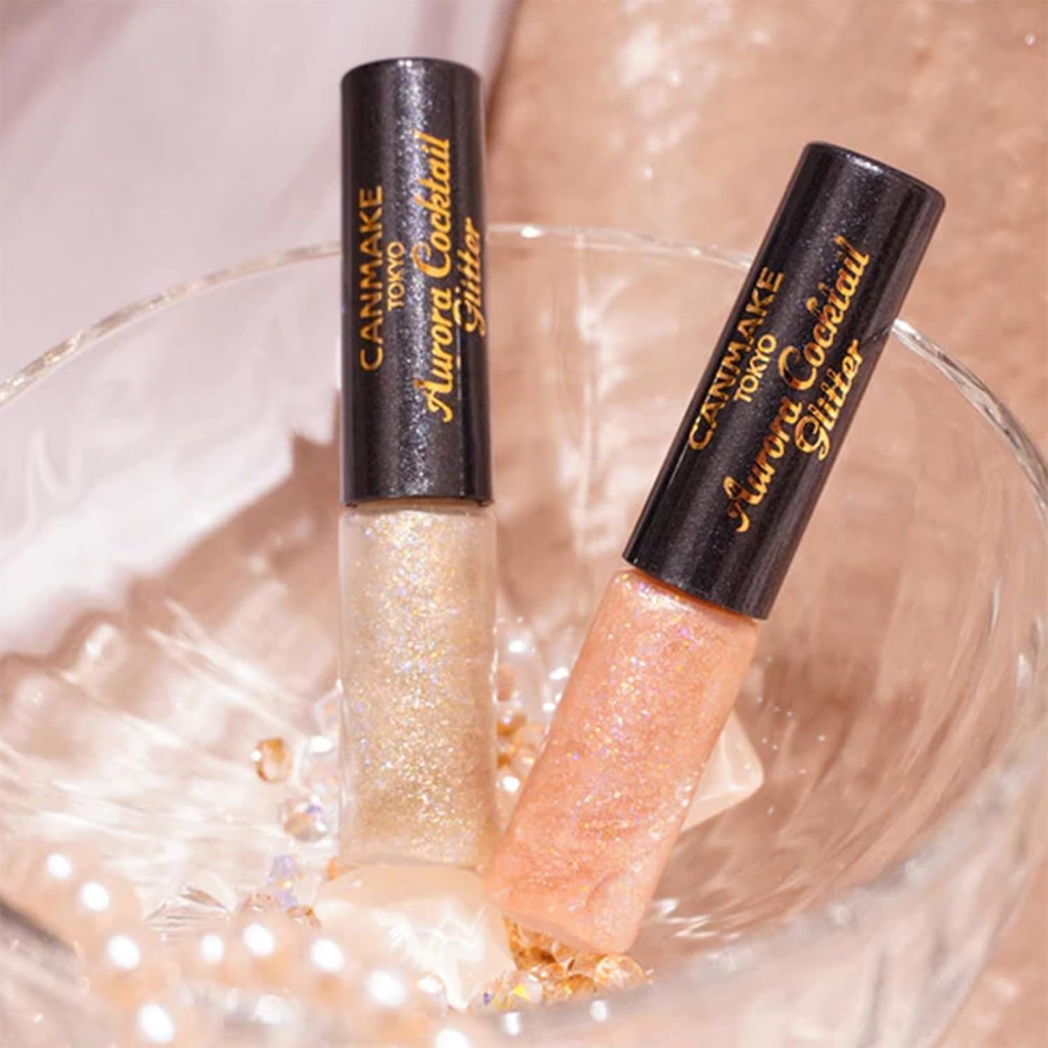 Canmake Aurora Cocktail Glitter Cream 03 Cranberry Sangria 0.1 oz (2.9 g) Glitter Pearl Teardrop Bag Lower Eyelid