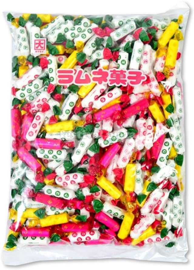 Kakudai Seika Ramune Sweets, 2.2 lbs (1 kg), PSJBOX Ramune Sweets, Commercial Use, Large Capacity, Individual Packaging, Assorted Dagashi