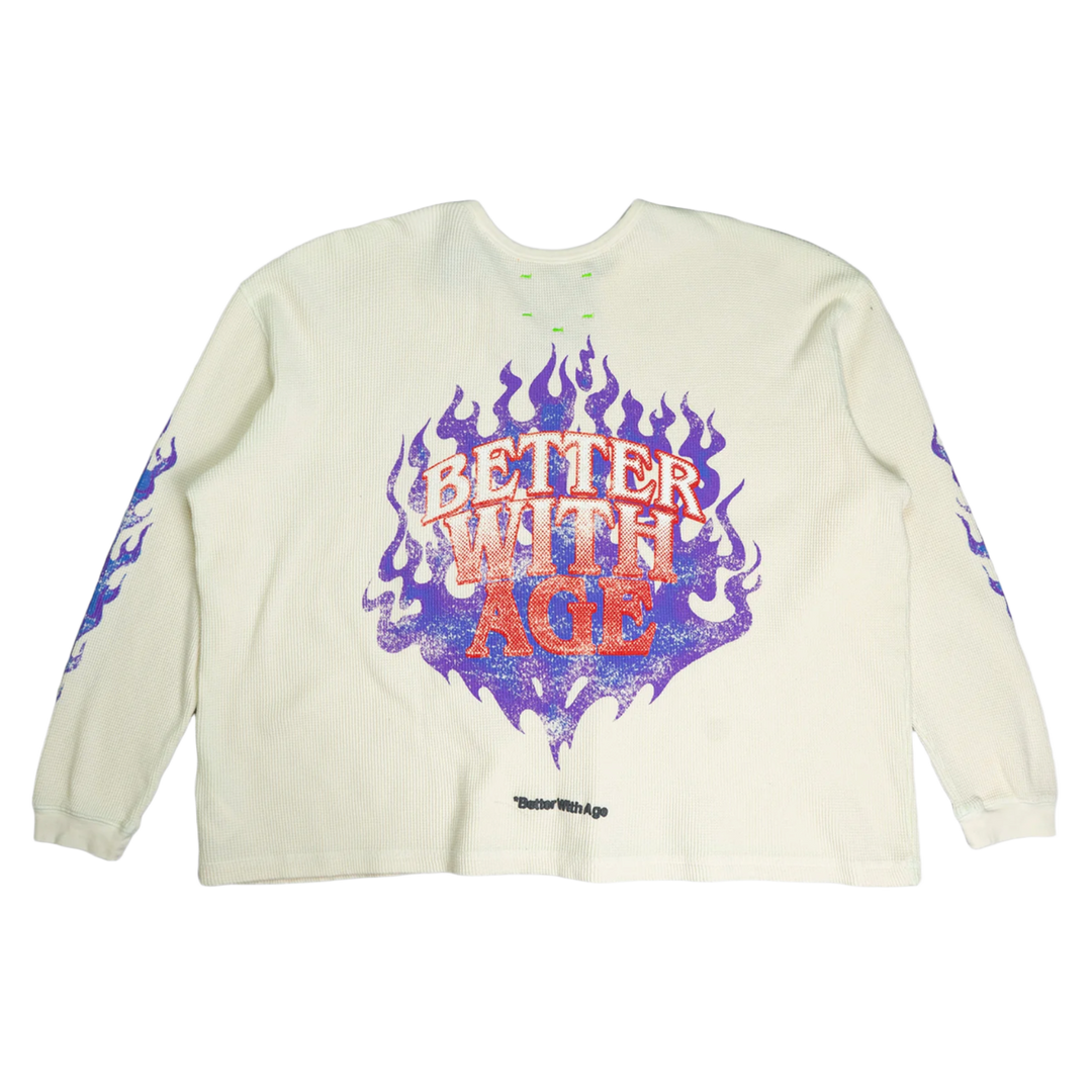 BETTER WITH AGE 'CREAM' VANITY WAFFLE THERMAL LONGSLEEVE
