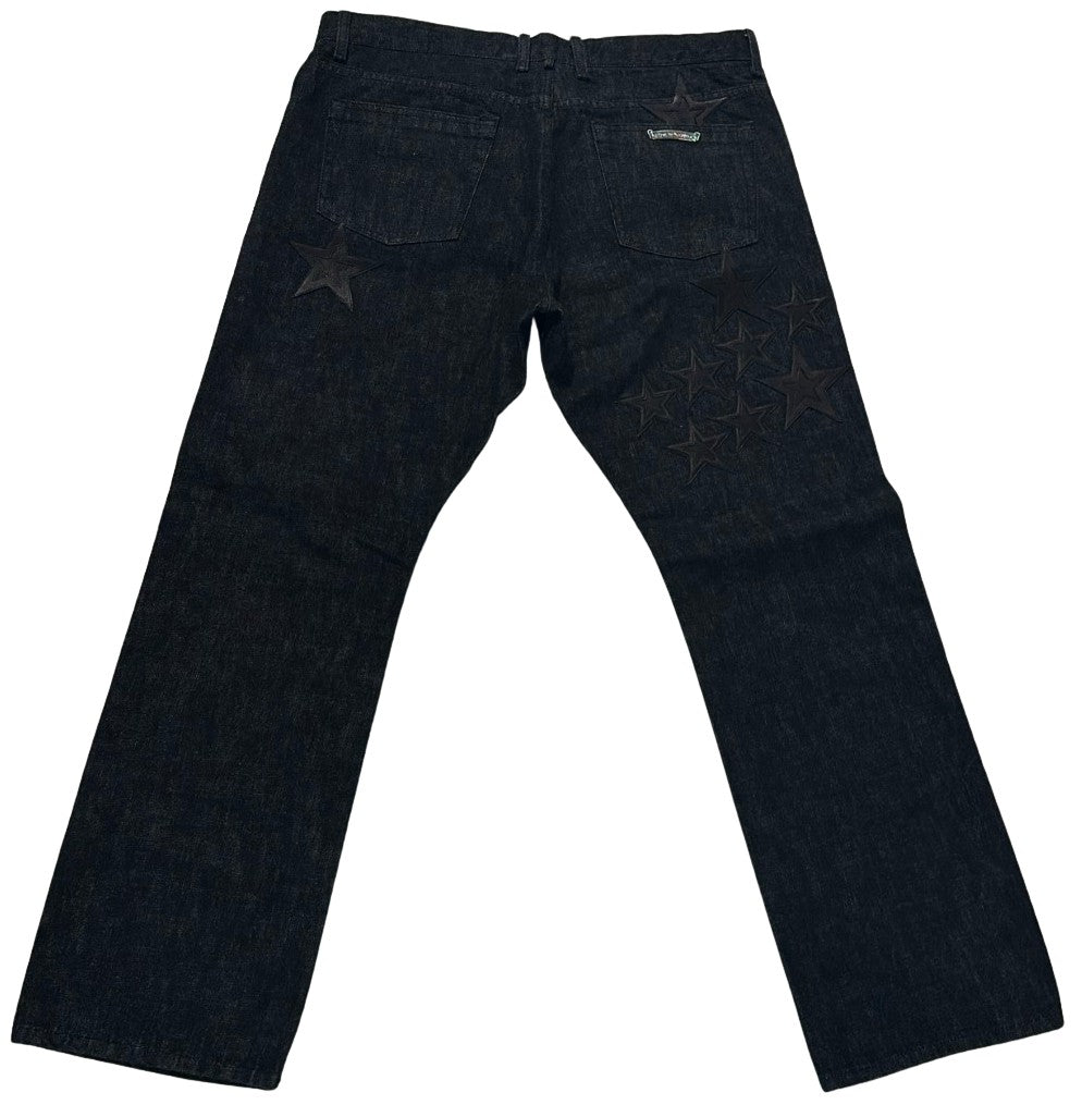 CHROME HEARTS STAR PATCH BLACK JEANS
