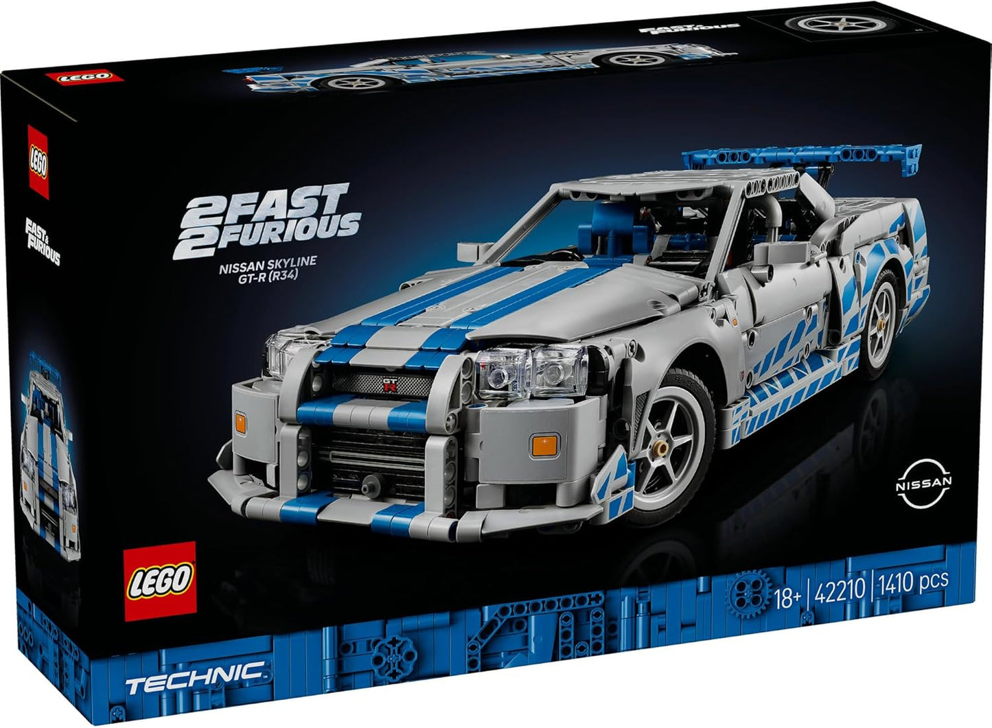 LEGO Technic Fast & Furious Nissan Skyline GT-R (R34) Toy Building Block Birthday Present for Men Women Car Model Mini Car Mother Father 42210