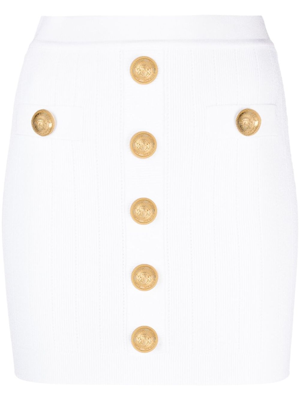 Balmain バルメインハイウエストボタン付きミニスカート - Image 2