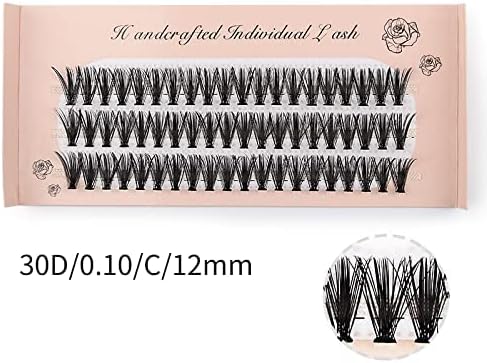 60 Bundles Mixed Fishtail Everyday Makeup Stage Recital Party False Eyelash Extensions Handmade Contact Eyelashes Volume Mink Soft C Curl Thickness 0.1 mm Length 0.03 inch (8 mm), 0.4 inch (10 mm),