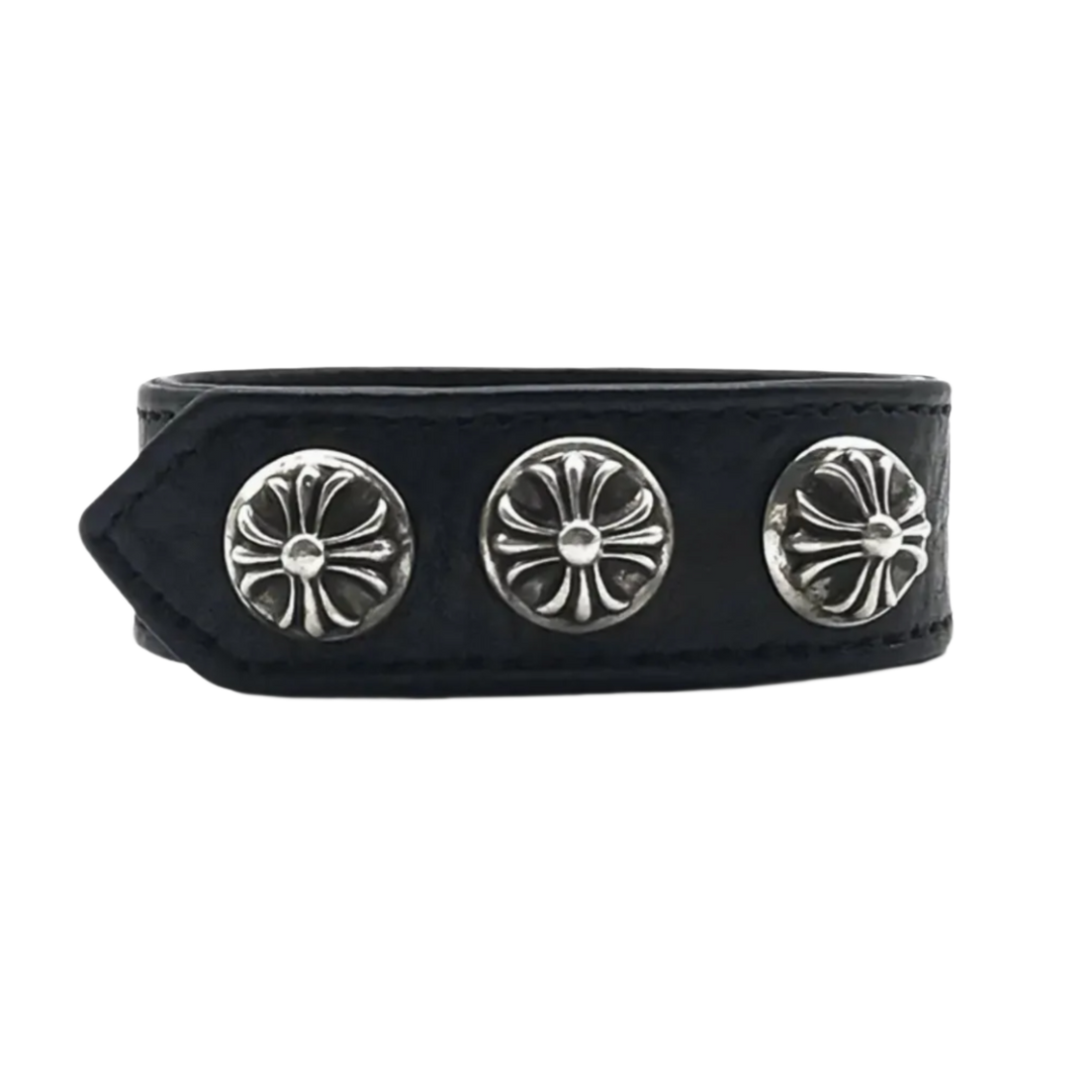 CHROME HEARTS 'BLACK' 3 SNAP CROSS BRACELET