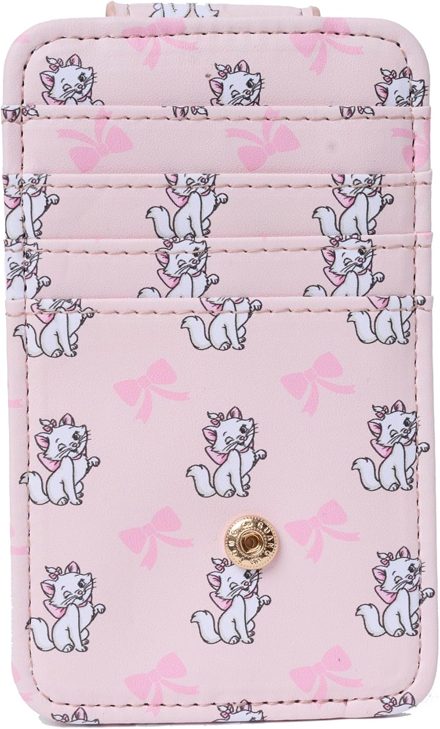 Disney Tarjetero para mujer, delgada, compacta, cartera, crédito, pequeño viaje a presión, Marie Aristocats Rosa, Tarjetero