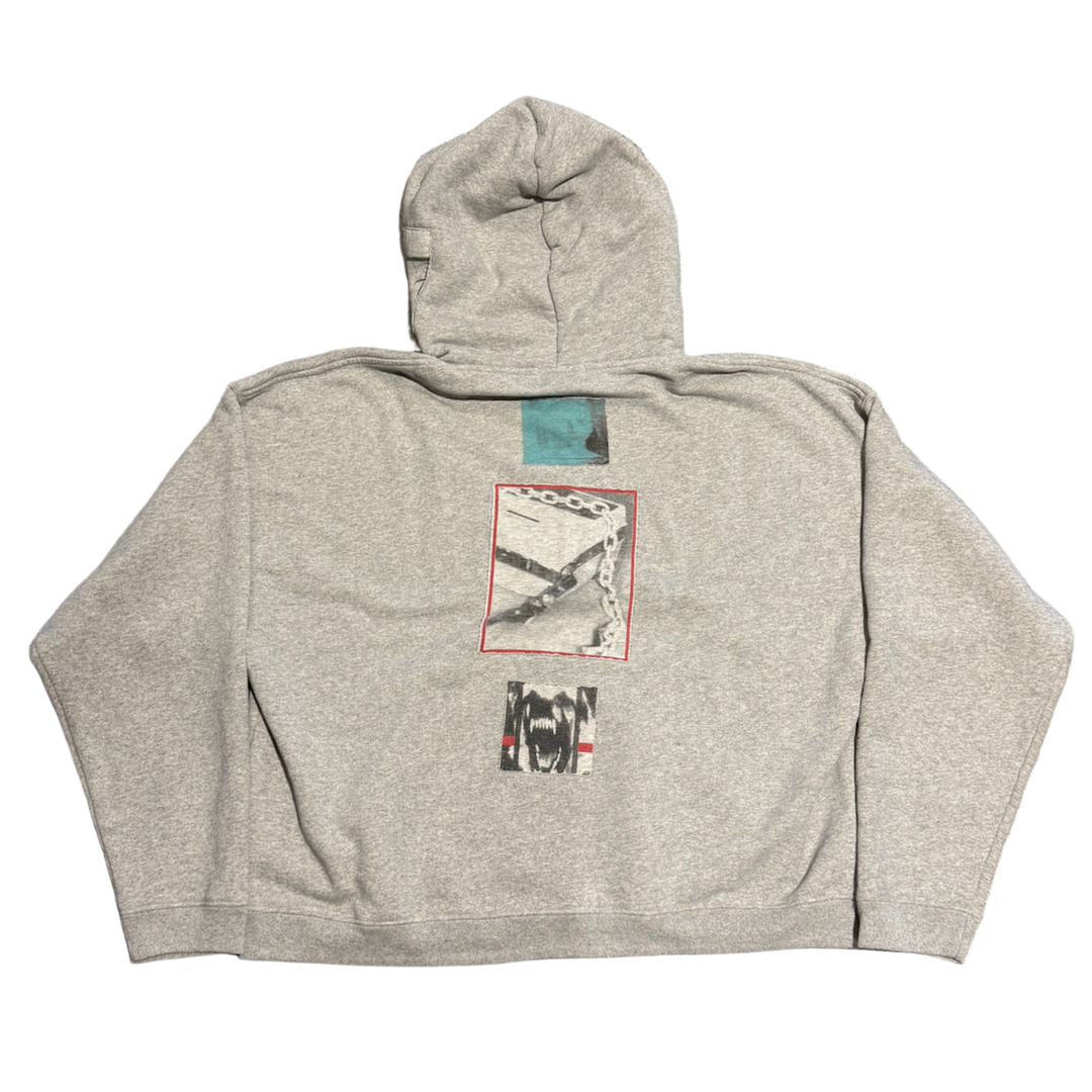 ENFANTS RICHES DÉPRIMÉS 'APPLIQUÉD' GREY COTTON ZIP UP HOODIE