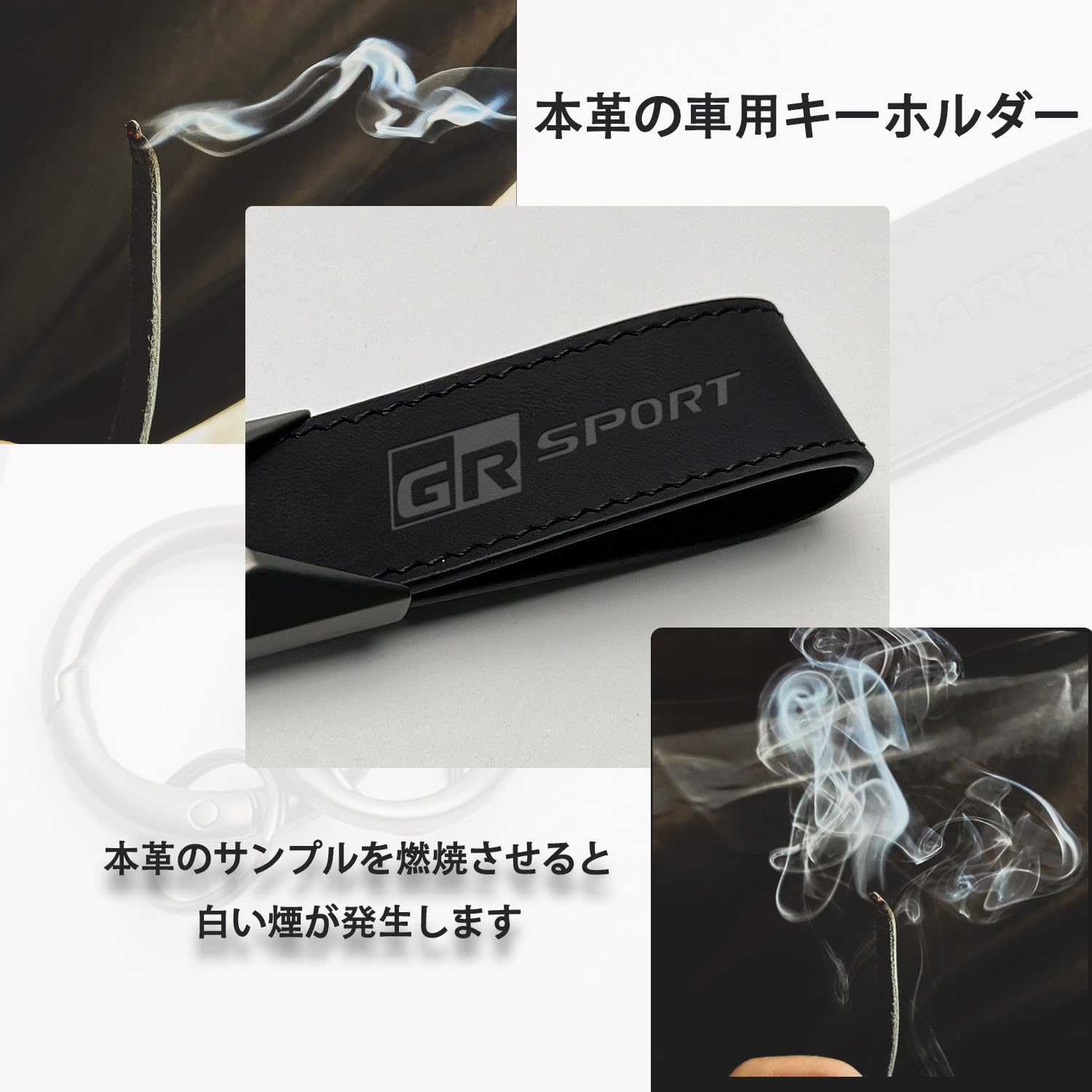 Genuine Leather Car Key Chain Key Ring Key Chain for Toyota All Series Car Logo Rust Proof Debossed Carabiner Strap Good Touch Lost Prevention Simple Stylish Black [Parallel Import]