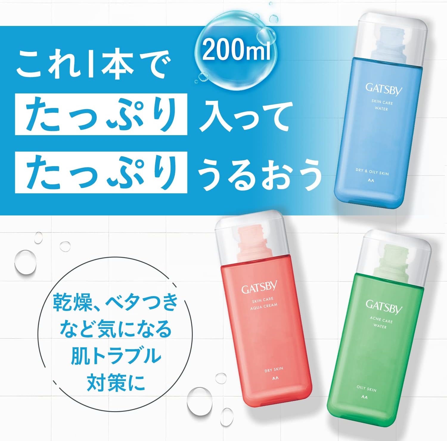 GATSBY Quasi-Drug, Medicated Skin Care Aqua Cream, Men's, All-in-One Moisturizing Milky Lotion