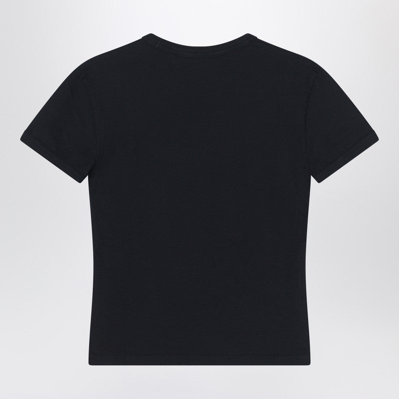 Acne Studios ロゴ刺繍入りのニキビスタジオブラックTシャツ - Image 2