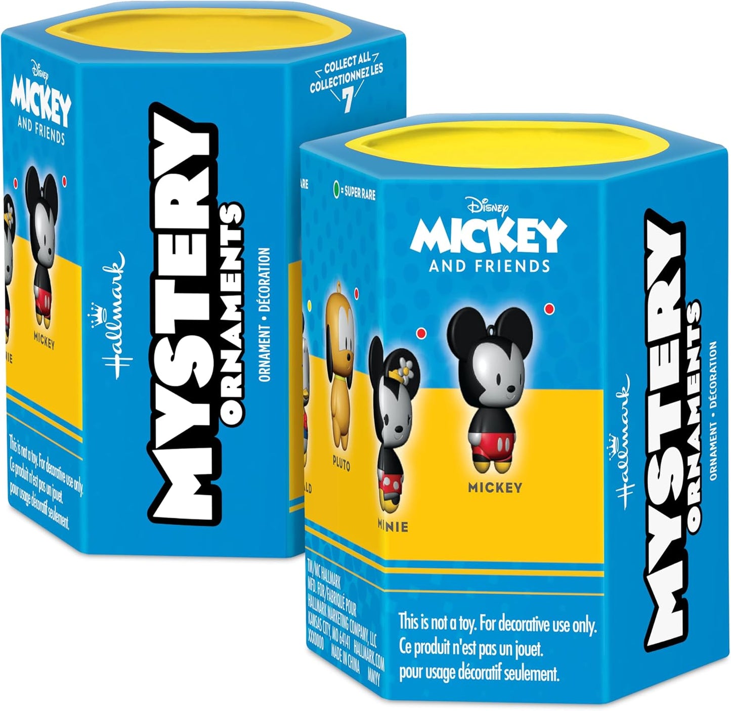 Hallmark Adornos de Navidad de Disney Mickey Mouse Misterio, Resistente a Romper, Juego de 2