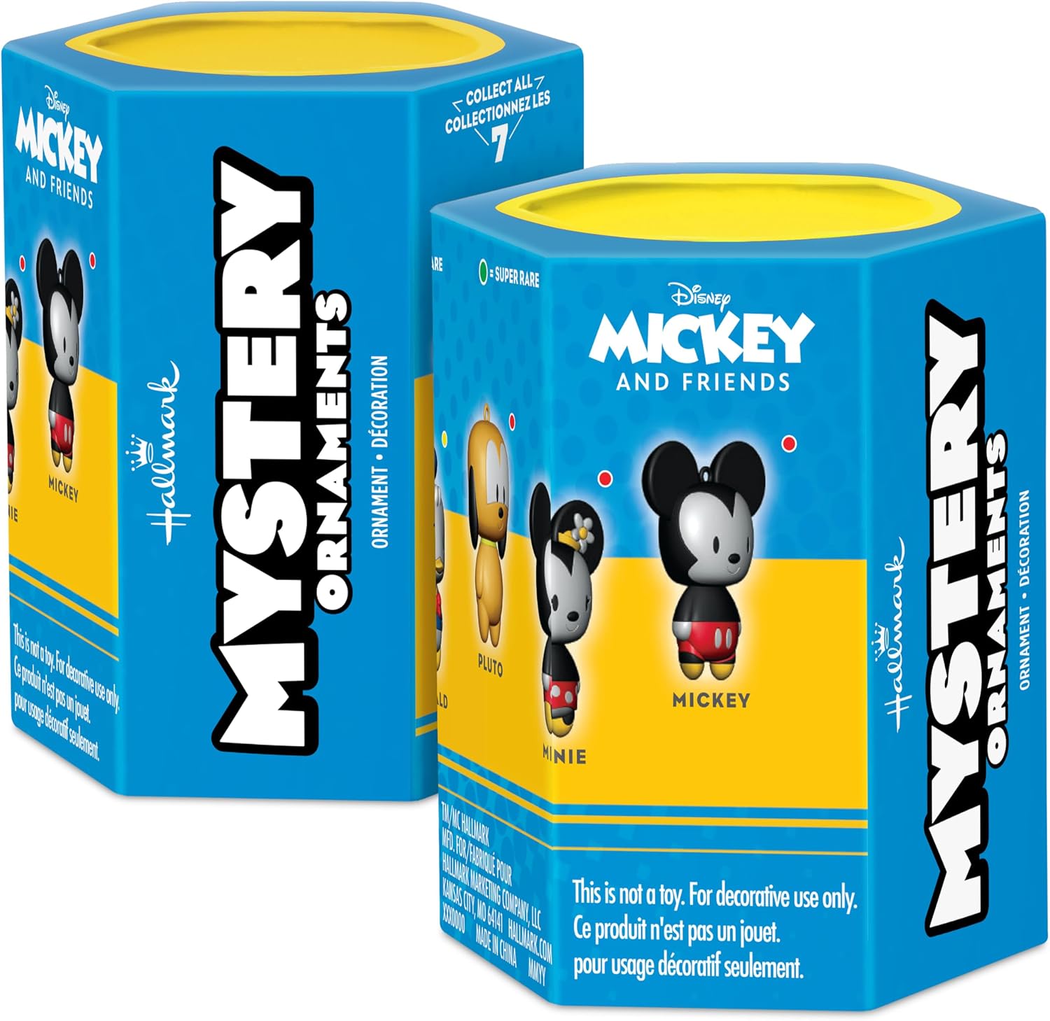 Hallmark Adornos de Navidad de Disney Mickey Mouse Misterio, Resistente a Romper, Juego de 2