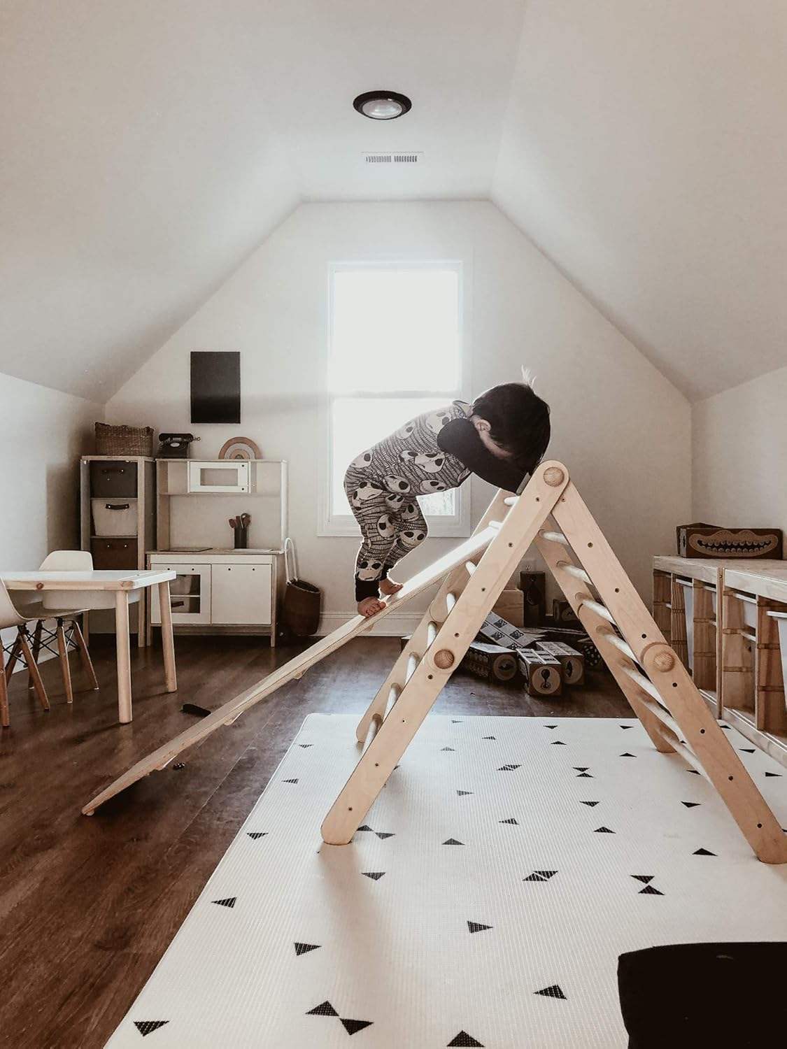 Little Bot Baby Zen Line + Triangle Baby Play Mat, Large, 6.5 x 4.5 ft (200 x 140 cm), 0.6 inch (1.5 cm) Thick, Soft Foam Mat for Babies