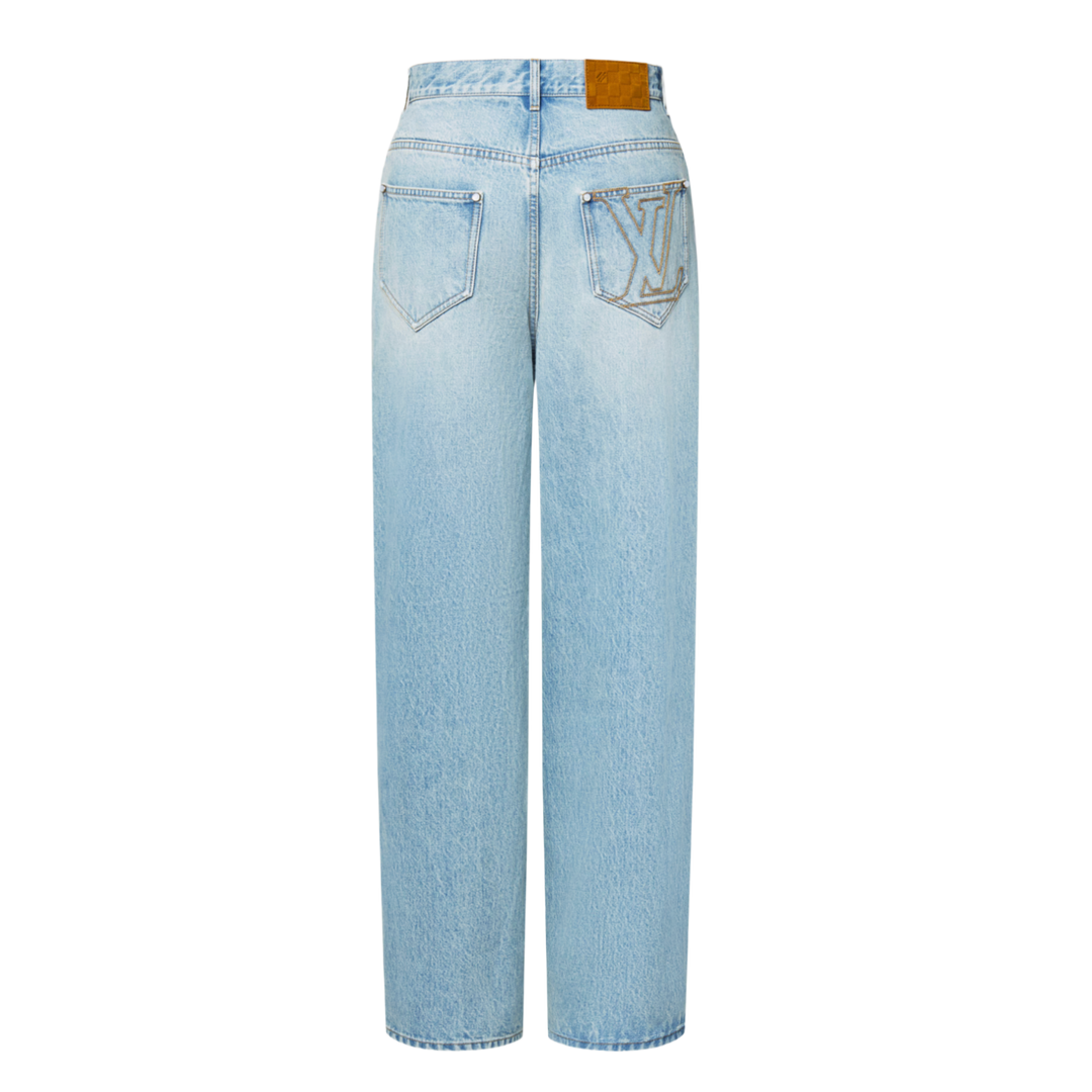 LOUIS VUITTON LIGHT WASH 'WIDE LEG FIT DENIM' PANTS