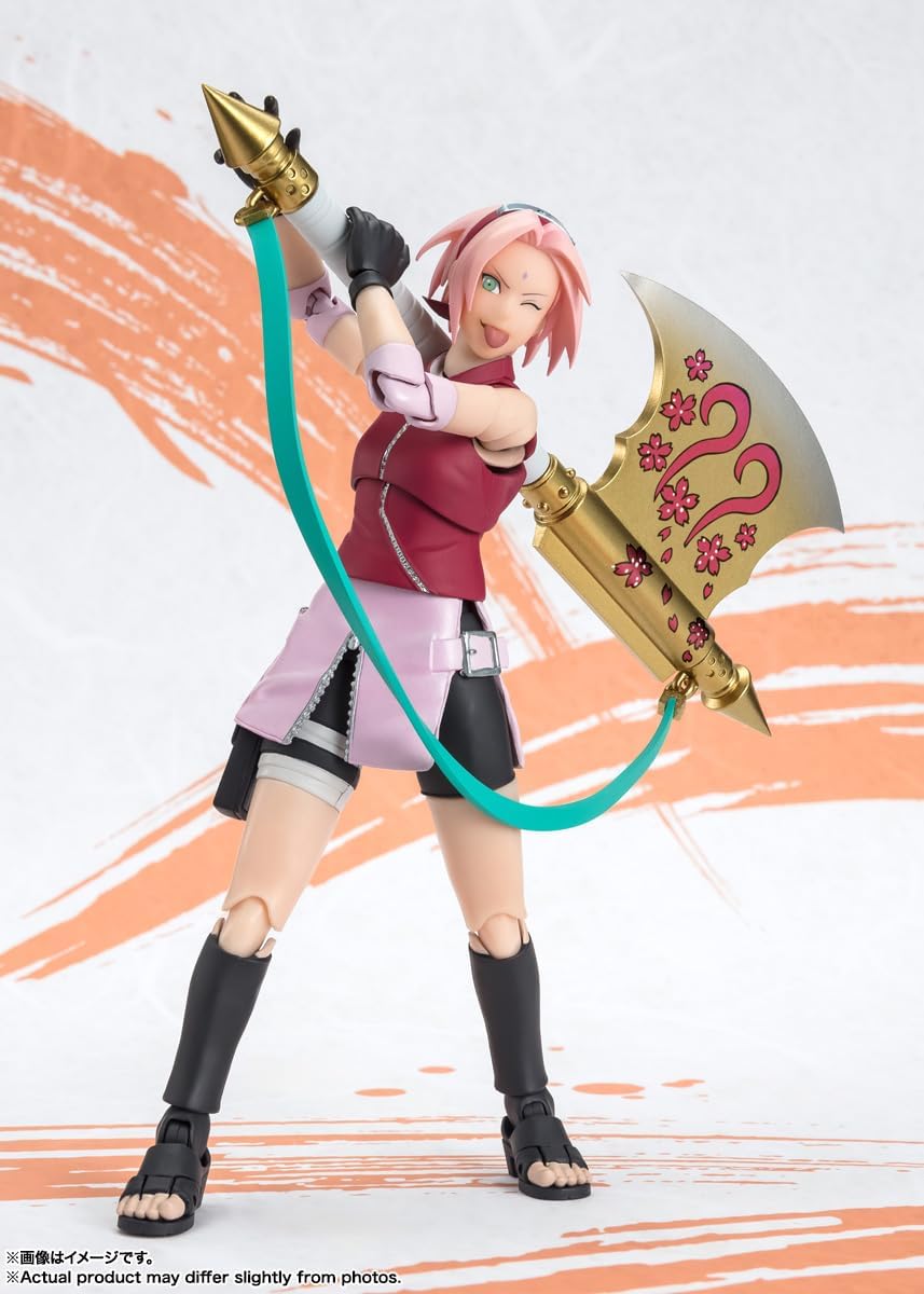 S.H. Figuarts NARUTOP 99 Edition Poseable Sakura Haruno Figure, PVC and ABS, Pre-Painted, 5.3 inches (135 mm)