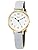 Seiko AKQK446 Women's Wrist Watch, "Marine Clock" Arabic Numeral Design, White Dial, Curved Hardlex, White Violet Calf Leather Band, Gray, Dial color - white, Quartz White Dial Grey Leather Band Watch