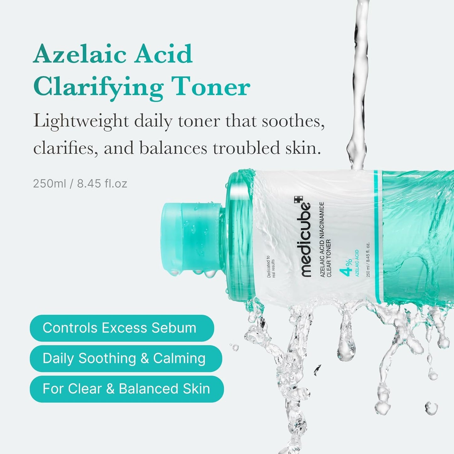 Medicube Azelaic Niacinamide Clear Toner, Lotion, Oil & Moisture Balance, Oil & Pore Care, High Density for Oily Skin, Oily Skin, Skin Care, TONER Korean Beauty Serum, Korean Cosmetics