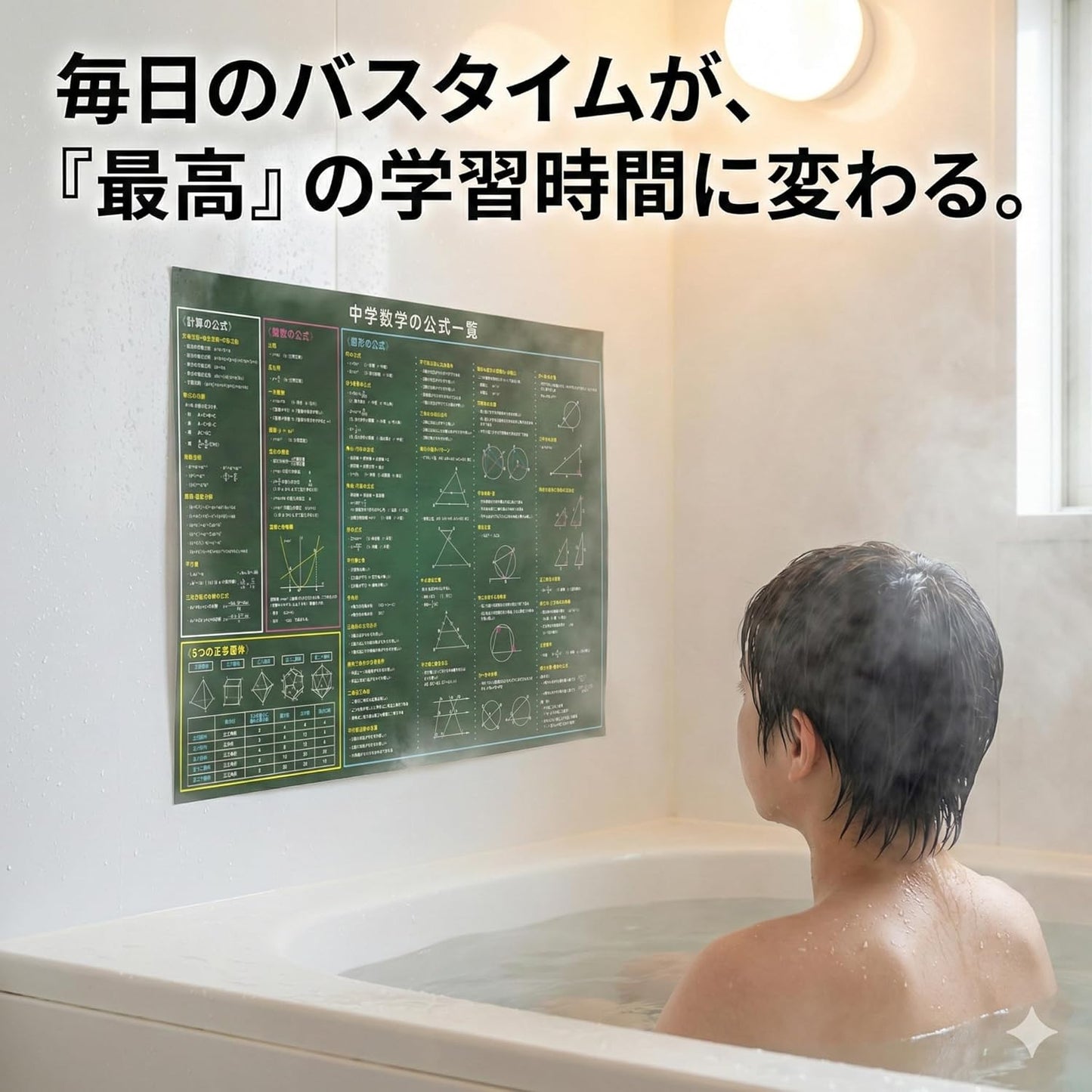 Bathroom Study Poster Exam Preparation Material (Math Formula Chart (Large 23.6×16.5 inches (60×42 cm)))