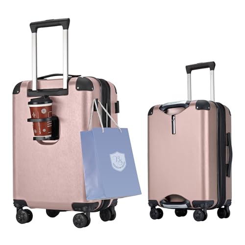 BlueSea BSSC08 Suitcase, Carrying Case, Carry Bag, Carry-on Bag, Grip Function, Expanded Size, 100% PC, TSA Lock, Double Casters with Hook Function, Cup Holder, Silent, Shock Resistant, Ultra