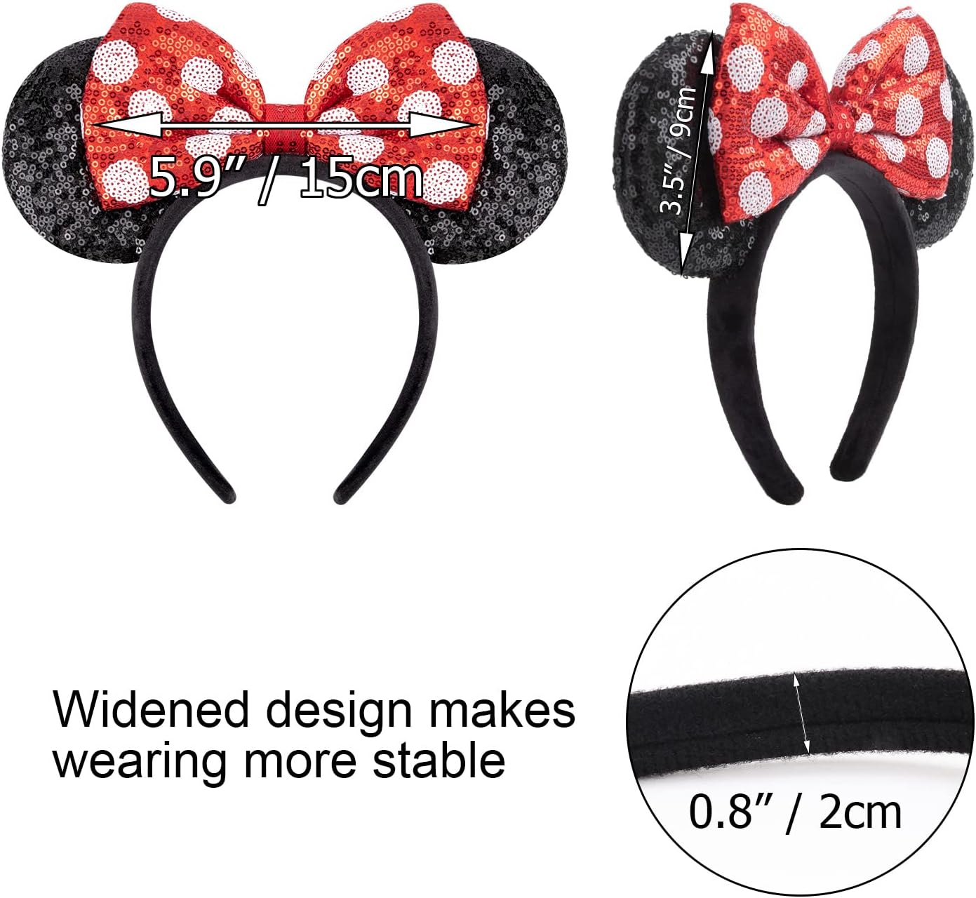 DRESHOW Mouse Ears Bow Headbands Sequins Party Decoration Cosplay Costume for Women