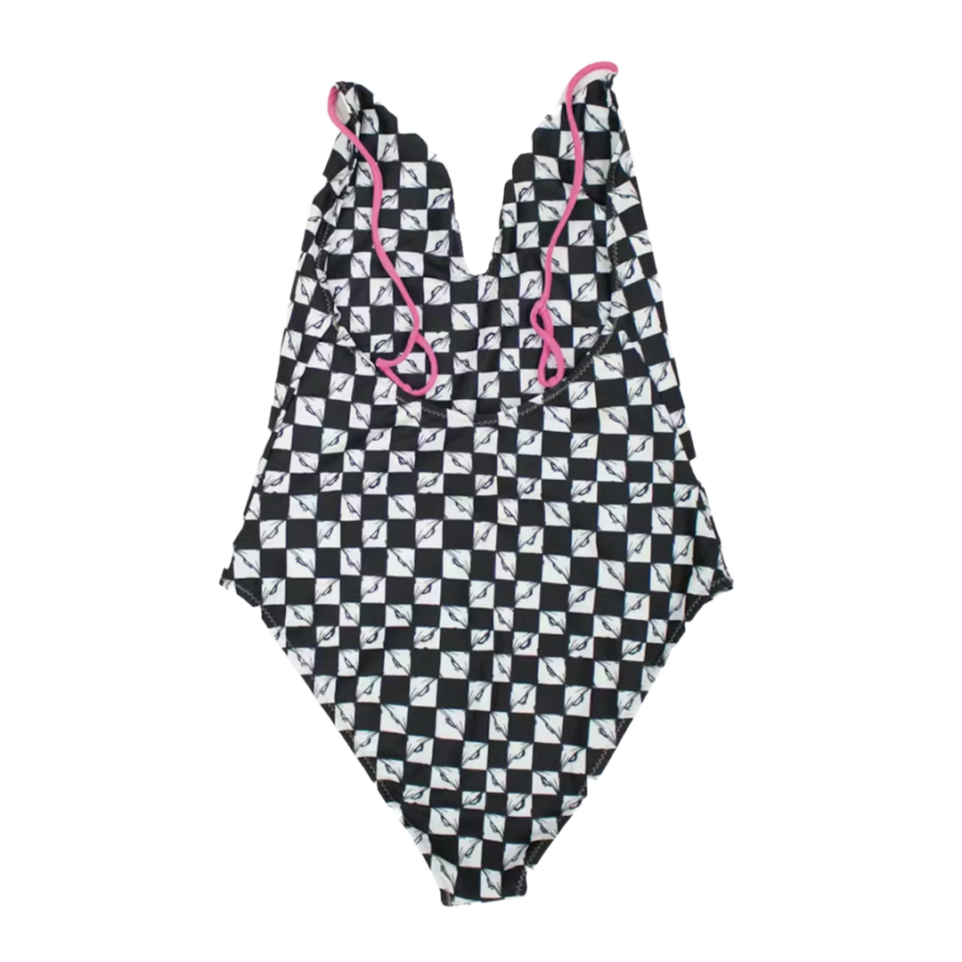 CHROME HEARTS DIPPED IN BLUE MATTY BOY '99 EYES LUST' ONE PIECE SWIMSUIT
