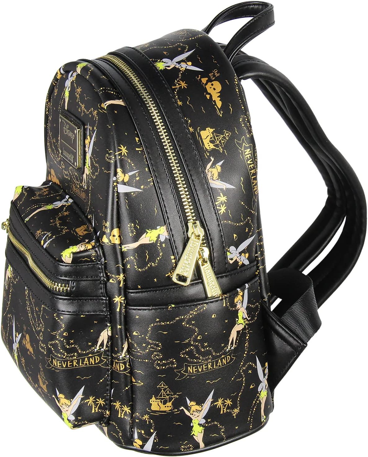 Loungefly Disney Tinkerbell Mapa del Tesoro de Nunca Jamás con Impresión Completa Un Poco de Polvo de Hadas Mini Mochila