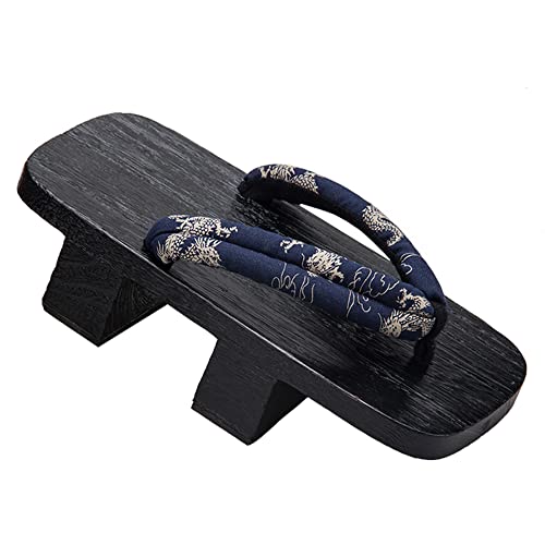 [cnstone] Men's Geta Clogs, Soft Nose Straps, Yakata/Black Lacquered Paulownia Clogs, Men's Cosplay, Two-ply Geta for Cosplay, Yukata, Summer Kimono, Unique Pattern, Men's Paulownia Clogs, Gift,