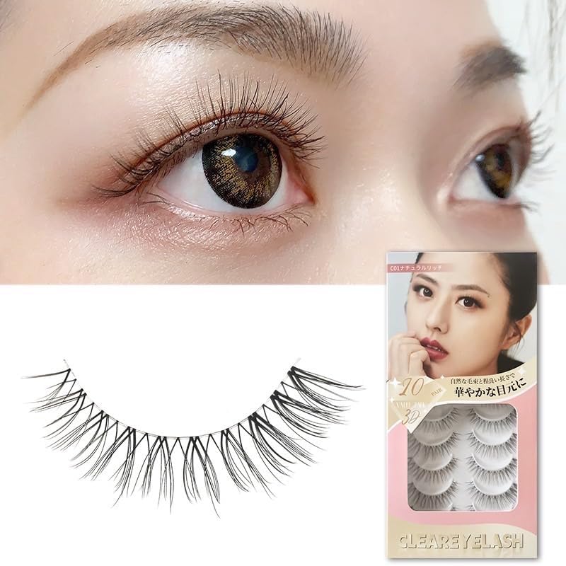 Natural False Eyelashes 3D 3D Matsueku 10 Pairs (C01 Natural Rich)