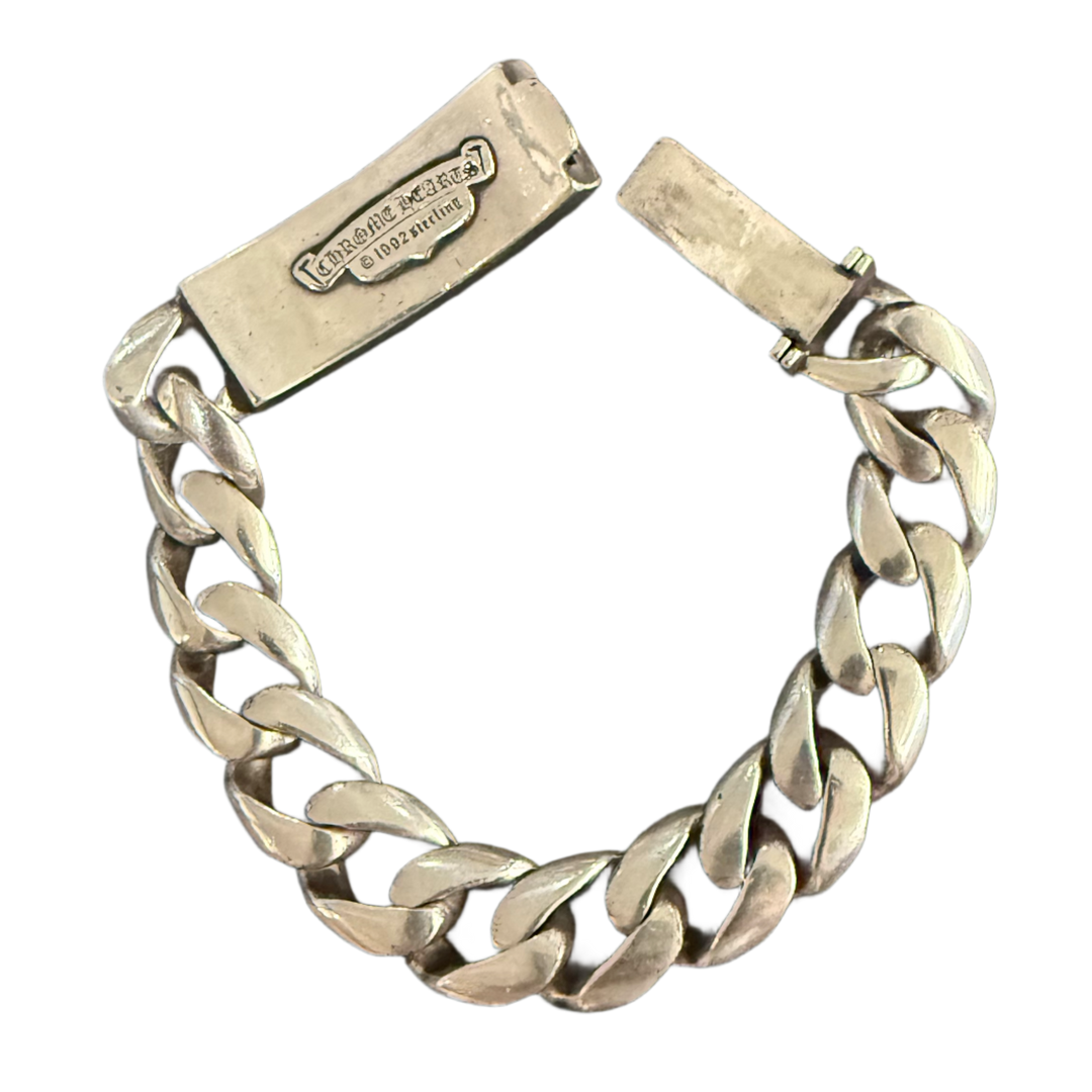 CHROME HEARTS 'FLORAL CROSS' 9IN SILVER BRACELET WITH RUBY