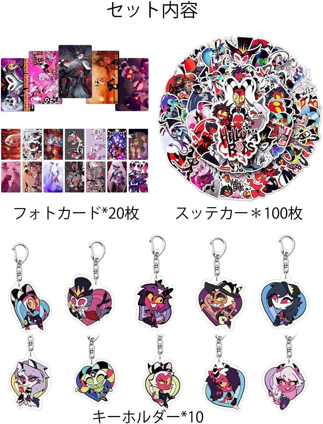 Hazbin Hotel Heluva Boss Goods Lucky Bag Alastair Angel Dust Sticker Card Case Keychain Brooch Photo Card Anime Accessories Decoration Cosplay Prop Fashionable Costume Tool Unofficial Moe Goods Bag