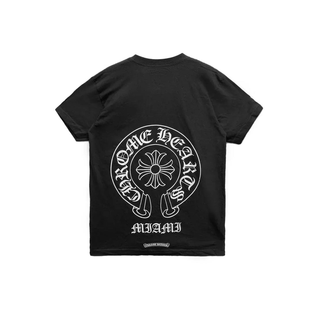 CHROME HEARTS 'MIAMI' BLACK HORSESHOE POCKET TEE