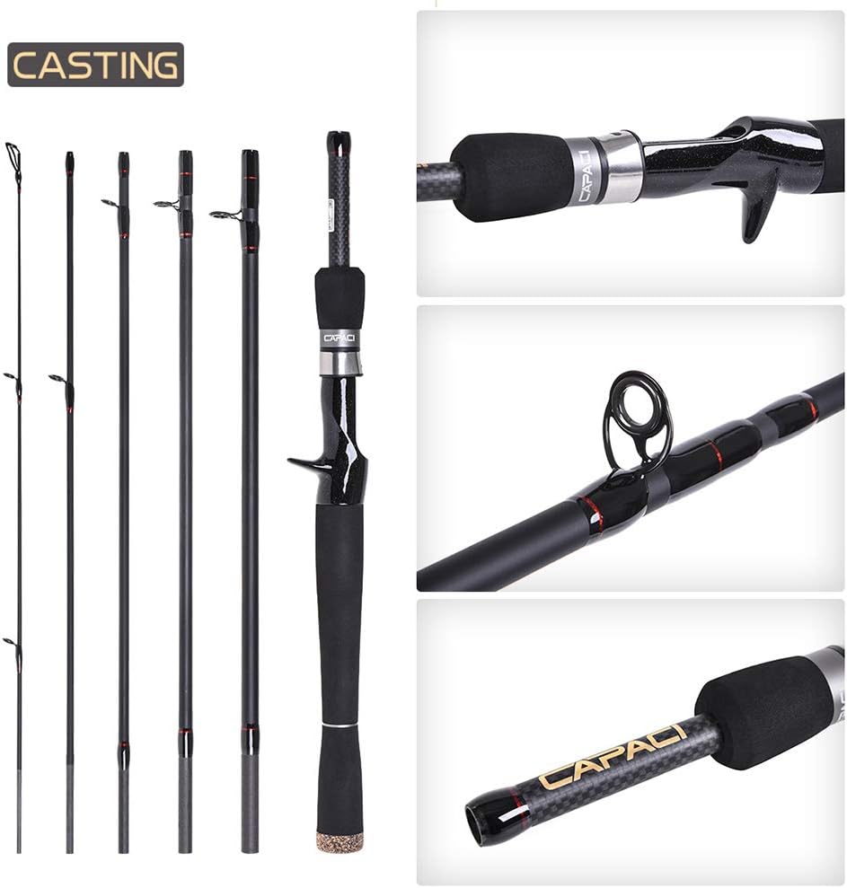2.1m/2.4m 6 Section Carbon Spinning Casting Fishing Rod Lure Fishing Rod Hand Pole Fishing Tackle