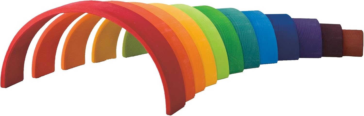 グリムGRIMM'S 玩具 おもちゃ 知育玩具 積み木 1セット インテリア 見立て遊び 虹 レインボー 高さ18×幅38×奥行7cm 虹色トンネル 特大