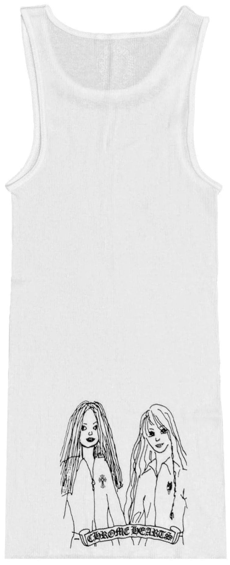 CHROME HEARTS 'MIYUMI SISTERS' WHITE NECK LOGO TANK TOP