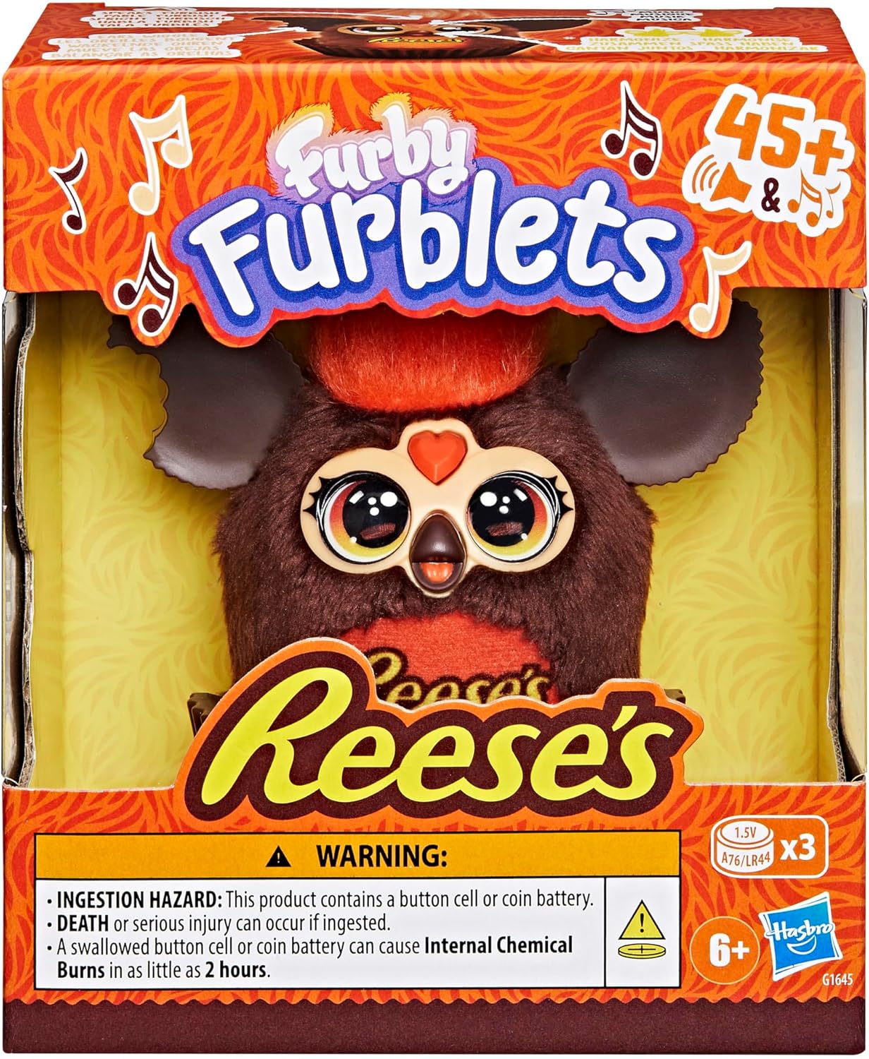 FURBY Furblets REESE'S - Taza de mantequilla de maní pequeña de felpa electrónica de 3 pulgadas, juguetes de caramelo para niños de 6 años en adelante