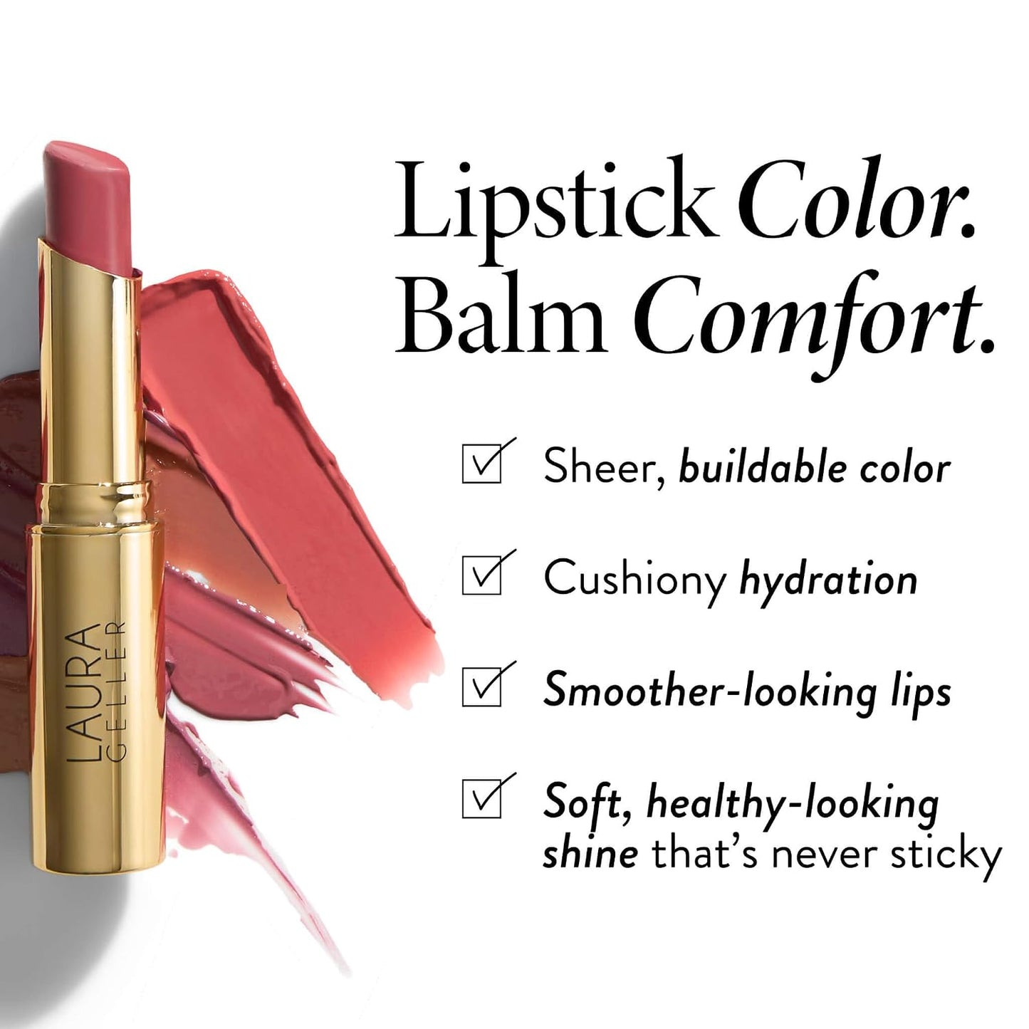 LAURA GELLER NEW YORK Bálsamo en gel hidratante con color para labios - In the Buff - Vitamina E hidratante - Acabado semibrillante