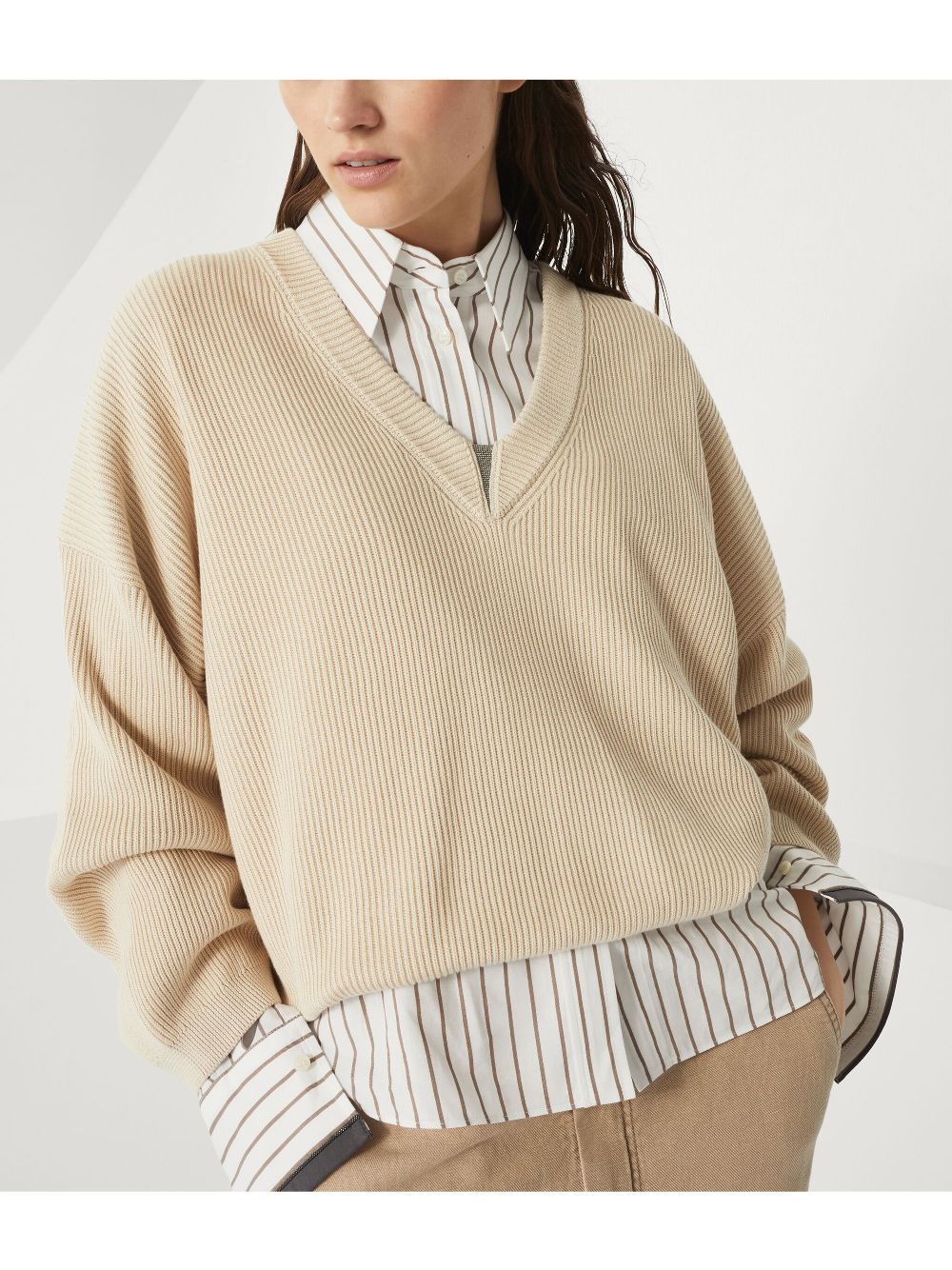 Brunello Cucinelli Cotton V Necked Seater - Image 2