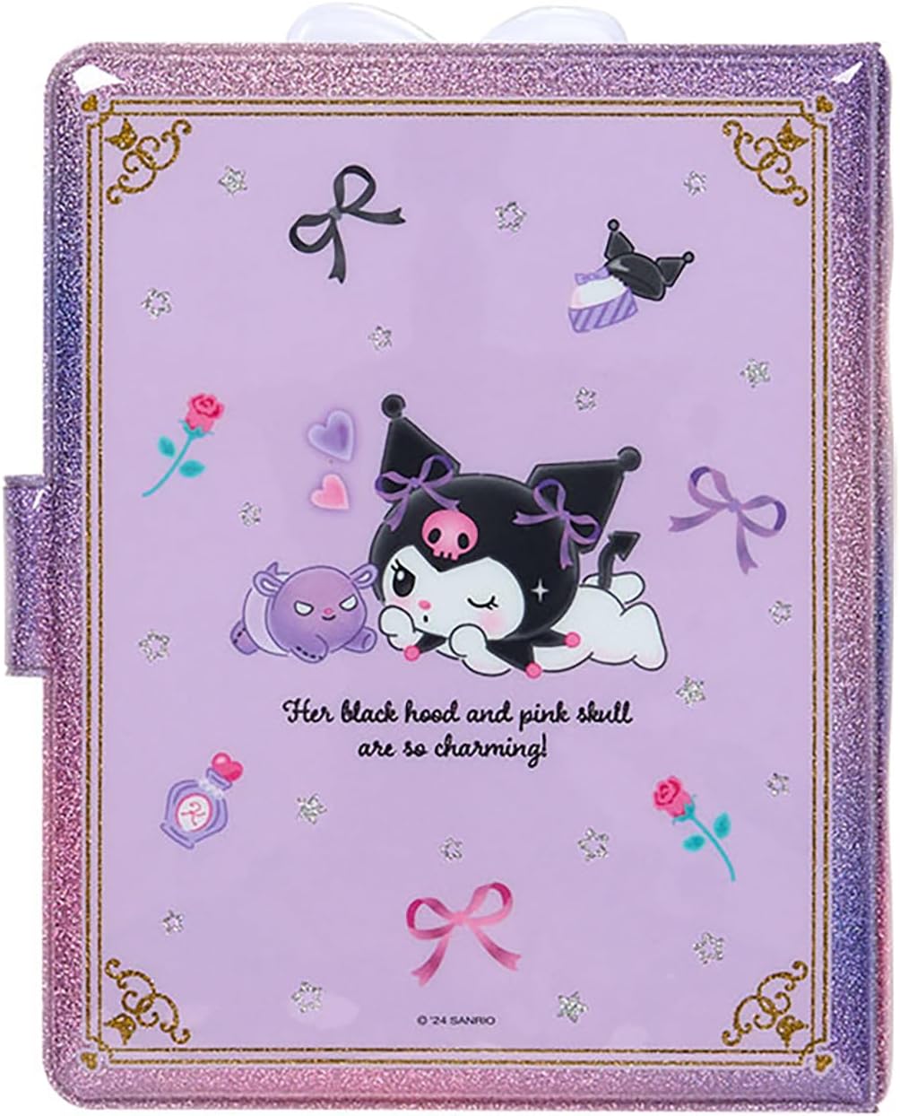Sanrio 913952 Kuromi Storage Charm Attached Sticker Pad with Peel-off Slider Case, Heartfelt Note